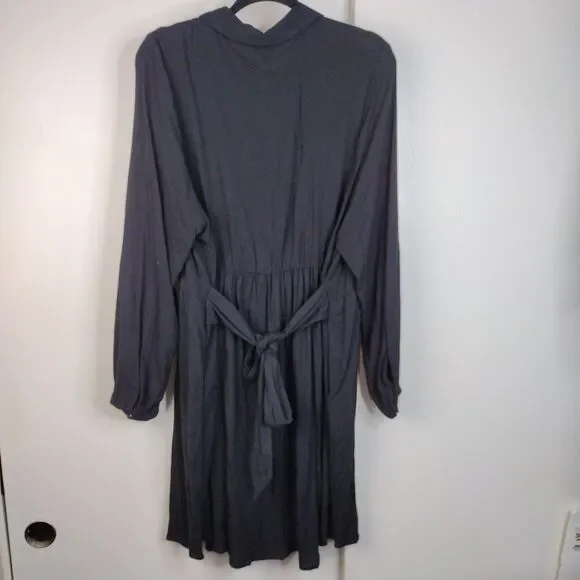 Torrid Mini Rayon Slub Button Down Shirtdress Plus Size 2X Black Pockets - Picture 6 of 9